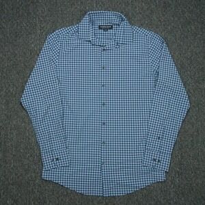 Mizzen+Main‎ Shirt Mens Medium Blue Trim Fit Plaid Performance Stretch Button